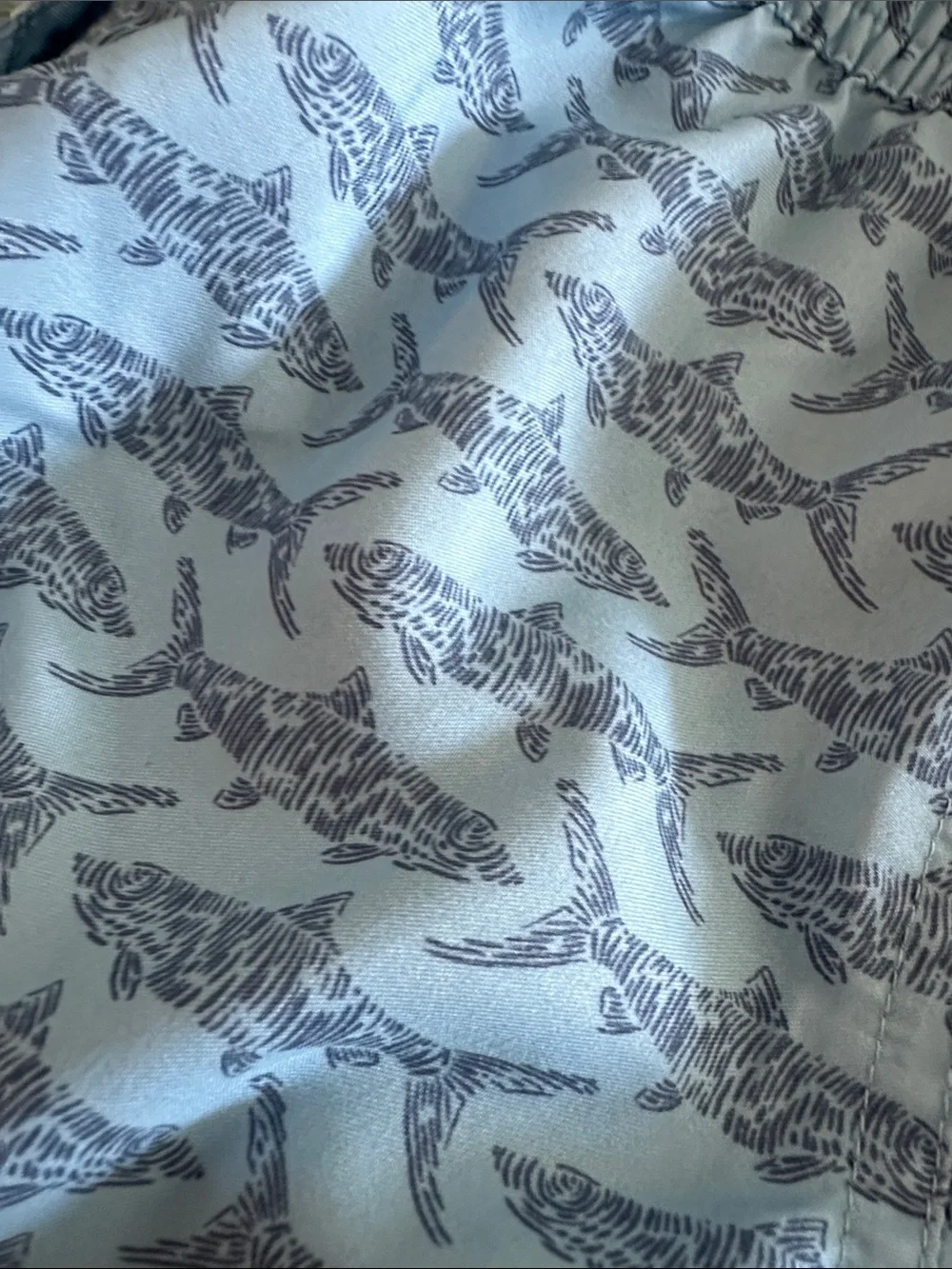 Vineyard Vines Light Blue Shorts with Navy Shark Print